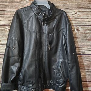 Chou Yatou vegan leather jacket men's XL Pre-owned black
